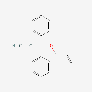 molecular formula C18H16O B14623221 Benzene, 1,1'-[1-(2-propenyloxy)-2-propynylidene]bis- CAS No. 57900-00-2