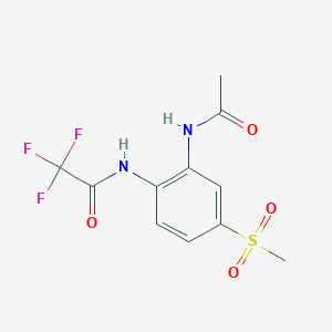 molecular formula C11H11F3N2O4S B14623285 N-[2-Acetamido-4-(methanesulfonyl)phenyl]-2,2,2-trifluoroacetamide CAS No. 57421-06-4