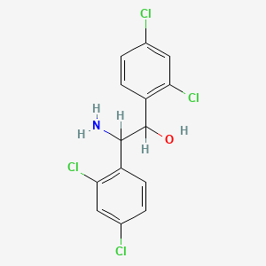 molecular formula C14H11Cl4NO B14623306 Benzeneethanol, beta-amino-2,4-dichloro-alpha-(2,4-dichlorophenyl)- CAS No. 55905-47-0