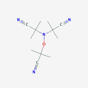 molecular formula C12H18N4O B14623328 Propanenitrile, 2,2'-[(1-cyano-1-methylethoxy)imino]bis[2-methyl- CAS No. 58102-56-0