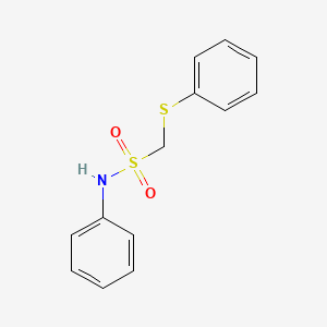 molecular formula C13H13NO2S2 B14623533 Methanesulfonamide, N-phenyl-1-(phenylthio)- CAS No. 55116-80-8