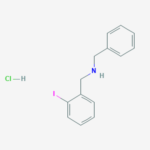 molecular formula C14H15ClIN B14623695 N-[(2-iodophenyl)methyl]-1-phenylmethanamine;hydrochloride CAS No. 56008-41-4
