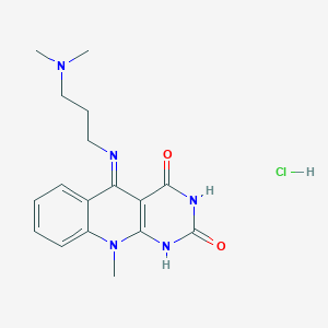 molecular formula C17H22ClN5O2 B1462372 5-[3-(dimethylamino)propylimino]-10-methyl-1H-pyrimido[4,5-b]quinoline-2,4-dione;hydrochloride CAS No. 1227267-04-0