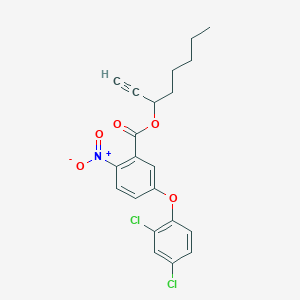 molecular formula C21H19Cl2NO5 B14623723 oct-1-yn-3-yl 5-(2,4-dichlorophenoxy)-2-nitrobenzoate CAS No. 57729-25-6