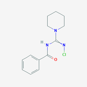 molecular formula C13H16ClN3O B14623811 N-[(Chloroimino)(piperidin-1-yl)methyl]benzamide CAS No. 58476-82-7