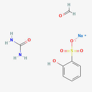 molecular formula C8H11N2NaO6S B14623820 Sodium;formaldehyde;2-hydroxybenzenesulfonate;urea CAS No. 56619-23-9