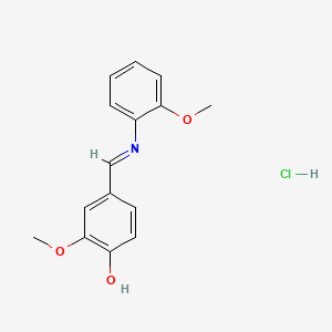 molecular formula C15H16ClNO3 B1462387 2-Methoxy-4-(((2-methoxyphenyl)imino)methyl)phenol hydrochloride CAS No. 1417574-77-6