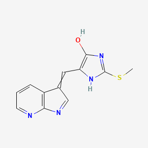 molecular formula C12H10N4OS B1462393 2-Methylsulfanyl-5-(1H-pyrrolo[2,3-b]pyridin-3-ylmethylene)-3,5-dihydro-imidazol-4-one CAS No. 1173715-55-3