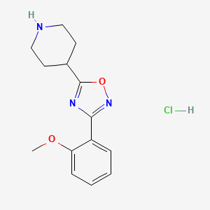 molecular formula C14H17N3O2 B1462469 4-[3-(2-Methoxyphenyl)-1,2,4-oxadiazol-5-yl]piperidine hydrochloride CAS No. 1018626-66-8