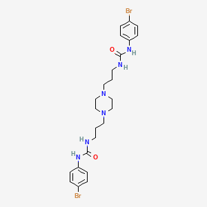 molecular formula C24H32Br2N6O2 B14624824 Urea, 1,1'-(1,4-piperazinediylbis(trimethylene))bis(3-(p-bromophenyl)- CAS No. 55291-05-9
