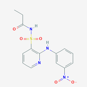 molecular formula C14H14N4O5S B14625280 Propanamide, N-[[2-[(3-nitrophenyl)amino]-3-pyridinyl]sulfonyl]- CAS No. 55842-02-9