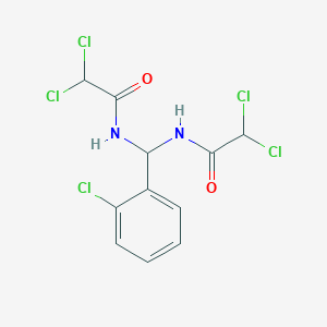 molecular formula C11H9Cl5N2O2 B14625528 Acetamide, N,N'-[(2-chlorophenyl)methylene]bis[2,2-dichloro- CAS No. 58085-07-7