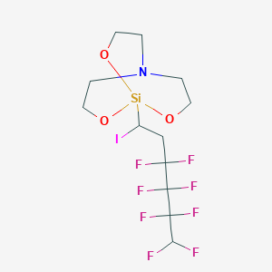molecular formula C12H16F8INO3Si B146256 1-(3,3,4,4,5,5,6,6-Octafluoro-1-iodohexyl)-2,8,9-trioxa-5-aza-1-silabicyclo(3.3.3)undecane CAS No. 135587-12-1