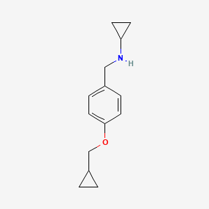 molecular formula C14H19NO B1462566 Cyclopropyl-(4-cyclopropylmethoxybenzyl)-amine CAS No. 1095215-91-0