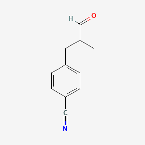 molecular formula C11H11NO B14626012 Benzonitrile, 4-(2-methyl-3-oxopropyl)- CAS No. 57918-88-4