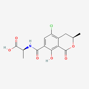 molecular formula C14H14ClNO6 B14626074 Alanine, N-((5-chloro-8-hydroxy-3-methyl-1-oxo-7-isochromanyl)carbonyl)- CAS No. 54952-08-8