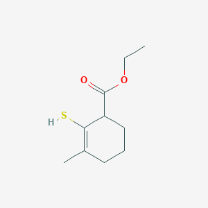 molecular formula C10H16O2S B14626087 Ethyl 3-methyl-2-sulfanylcyclohex-2-ene-1-carboxylate CAS No. 55285-90-0