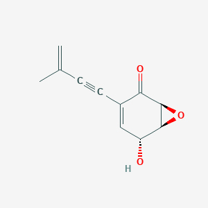 molecular formula C11H10O3 B146265 (1S,2R,6S)-2-Hydroxy-4-(3-methylbut-3-en-1-ynyl)-7-oxabicyclo(4.1.0)hept-3-en-5-one CAS No. 125555-67-1