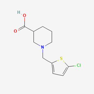 molecular formula C11H14ClNO2S B1462654 1-[(5-Chlorothiophen-2-yl)methyl]piperidine-3-carboxylic acid CAS No. 1156145-13-9