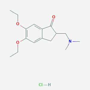 molecular formula C16H24ClNO3 B146268 5,6-Diethoxy-2-((dimethylamino)methyl)-2,3-dihydro-1H-inden-1-one hydrochloride CAS No. 137376-71-7