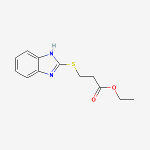 molecular formula C12H14N2O2S B14626837 Ethyl 3-[(1H-benzimidazol-2-yl)sulfanyl]propanoate CAS No. 56744-87-7