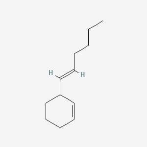 molecular formula C12H20 B14626910 Cyclohexene, 3-(1-hexenyl)-, (E)- CAS No. 55976-11-9