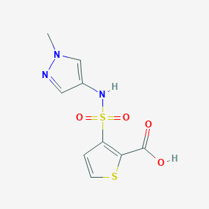 molecular formula C9H9N3O4S2 B1462733 3-[(1-methyl-1H-pyrazol-4-yl)sulfamoyl]thiophene-2-carboxylic acid CAS No. 1153942-75-6