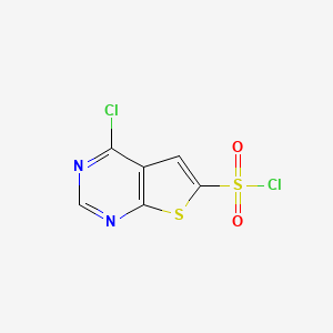 molecular formula C6H2Cl2N2O2S2 B1462736 4-Chlorothieno[2,3-d]pyrimidine-6-sulfonyl chloride CAS No. 1155084-27-7