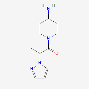 molecular formula C11H18N4O B1462738 1-(4-aminopiperidin-1-yl)-2-(1H-pyrazol-1-yl)propan-1-one CAS No. 1154264-01-3