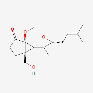 molecular formula C16H24O4 B1462782 (1S,5S)-5-(hydroxymethyl)-1-methoxy-6-[(3R)-2-methyl-3-(3-methylbut-2-enyl)oxiran-2-yl]bicyclo[3.1.0]hexan-2-one CAS No. 912569-37-0