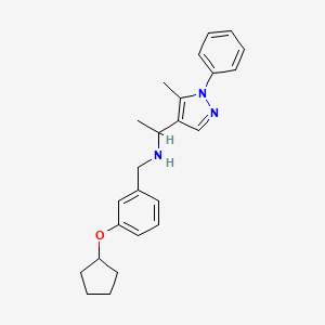 molecular formula C24H29N3O B1462806 N-[3-(Cyclopentyloxy)benzyl]-1-(5-methyl-1-phenyl-1H-pyrazol-4-yl)-1-ethanamine CAS No. 1185420-58-9