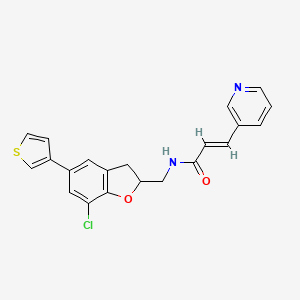 (E)-N-{[7-Chloro-5-(3-thienyl)-2,3-dihydro-1-benzofuran-2-yl]methyl}-3-(3-pyridinyl)-2-propenamide