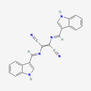 molecular formula C22H14N6 B14628291 2,3-Bis{[(3H-indol-3-ylidene)methyl]amino}but-2-enedinitrile CAS No. 56520-93-5