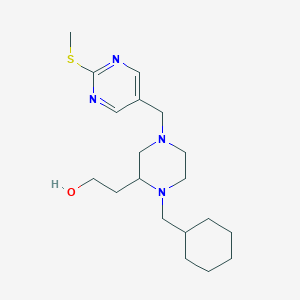 molecular formula C19H32N4OS B1462851 2-(1-(Cyclohexylmethyl)-4-{[2-(methylsulfanyl)-5-pyrimidinyl]methyl}-2-piperazinyl)-1-ethanol CAS No. 1069792-17-1