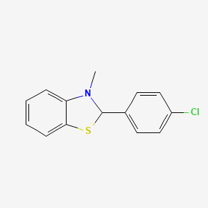 molecular formula C14H12ClNS B14628680 Benzothiazole, 2-(4-chlorophenyl)-2,3-dihydro-3-methyl- CAS No. 56864-78-9
