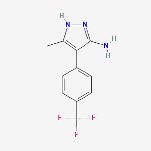 molecular formula C11H10F3N3 B1462877 3-methyl-4-[4-(trifluoromethyl)phenyl]-1H-pyrazol-5-amine CAS No. 1221133-66-9