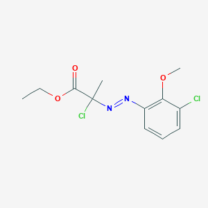 molecular formula C12H14Cl2N2O3 B14629021 Ethyl 2-chloro-2-[(E)-(3-chloro-2-methoxyphenyl)diazenyl]propanoate CAS No. 53701-06-7