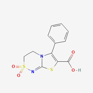 2,2-dioxo-6-phenyl-3H,4H-2lambda6-[1,3]thiazolo[2,3-c][1,2,4]thiadiazine-7-carboxylic acid