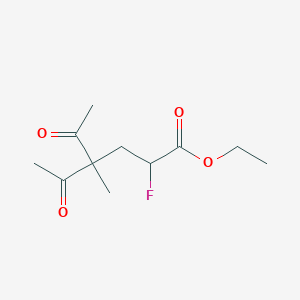molecular formula C11H17FO4 B14629898 Ethyl 4-acetyl-2-fluoro-4-methyl-5-oxohexanoate CAS No. 57504-67-3