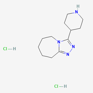 molecular formula C12H22Cl2N4 B1462994 3-(4-Piperidinyl)-6,7,8,9-tetrahydro-5H-[1,2,4]triazolo[4,3-a]azepine dihydrochloride CAS No. 1255718-38-7
