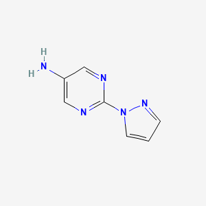 molecular formula C7H7N5 B1463013 2-(1H-pyrazol-1-yl)pyrimidin-5-amine CAS No. 1211587-33-5