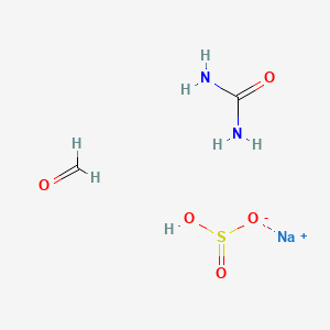 molecular formula C2H7N2NaO5S B14630406 Sodium;formaldehyde;hydrogen sulfite;urea CAS No. 55348-77-1