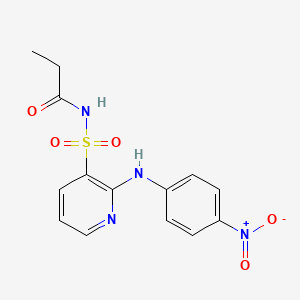 molecular formula C14H14N4O5S B14630500 Propanamide, N-[[2-[(4-nitrophenyl)amino]-3-pyridinyl]sulfonyl]- CAS No. 55842-04-1