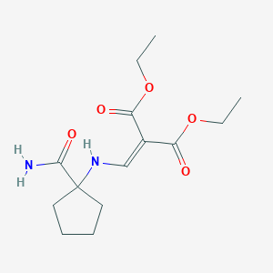 molecular formula C14H22N2O5 B1463055 1,3-Diethyl 2-{[(1-carbamoylcyclopentyl)amino]methylidene}propanedioate CAS No. 1035818-98-4