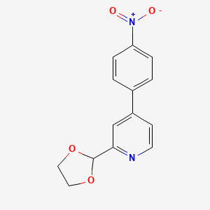 molecular formula C14H12N2O4 B14630564 Pyridine, 2-(1,3-dioxolan-2-yl)-4-(4-nitrophenyl)- CAS No. 55218-81-0