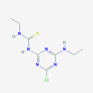 molecular formula C8H13ClN6S B14630665 N-[4-Chloro-6-(ethylamino)-1,3,5-triazin-2-yl]-N'-ethylthiourea CAS No. 56922-06-6
