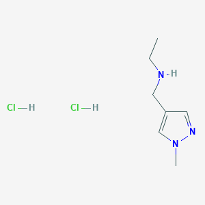 molecular formula C7H15Cl2N3 B1463082 ethyl[(1-methyl-1H-pyrazol-4-yl)methyl]amine dihydrochloride CAS No. 1197620-46-4