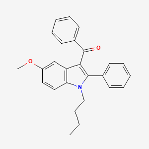 molecular formula C26H25NO2 B14630871 Methanone, (1-butyl-5-methoxy-2-phenyl-1H-indol-3-yl)phenyl- CAS No. 57168-05-5