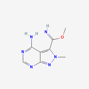 molecular formula C8H10N6O B14631002 Methyl 4-amino-2-methyl-2h-pyrazolo[3,4-d]pyrimidine-3-carboximidoate CAS No. 54814-50-5