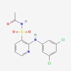 molecular formula C13H11Cl2N3O3S B14631054 Acetamide, N-[[2-[(3,5-dichlorophenyl)amino]-3-pyridinyl]sulfonyl]- CAS No. 55841-98-0